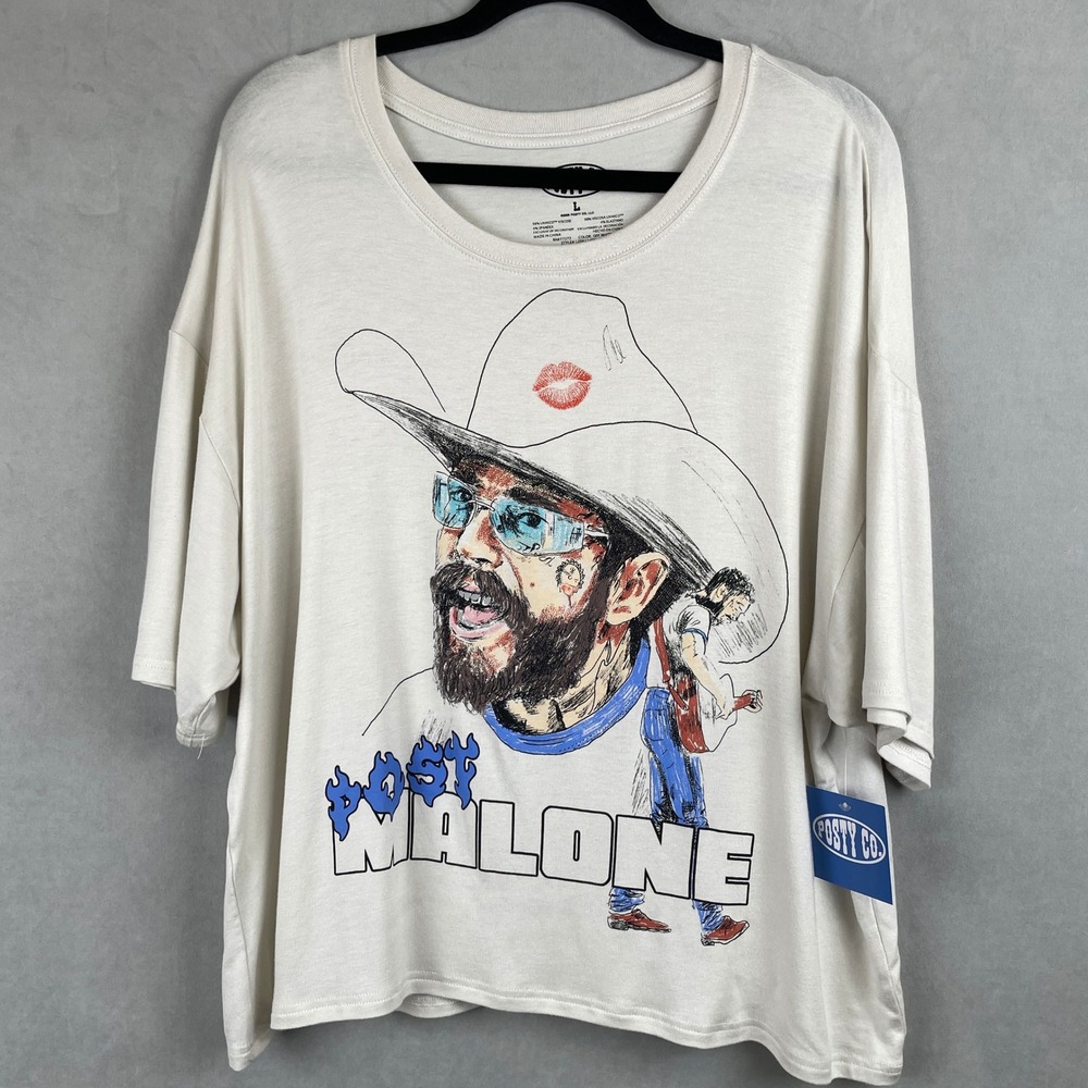 Posty Co Post Malone Graphic Rap Tee Off White Relax Fit Scoop Neck Pajama Top L